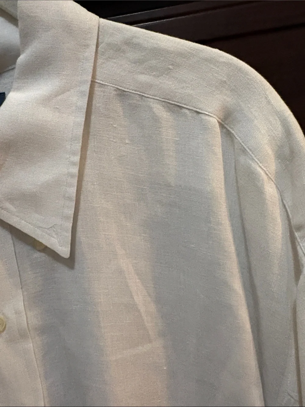 Polo by Ralph Lauren White Short-Sleeve Linen Button-Up with Navy Pony